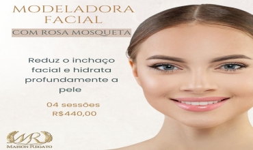 Modeladora facial com máscara de rosa mosqueta